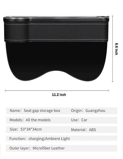 Car Seat Gap Filler Cup Holder 7 Colours Changing LED Car Crevice Storage Organizer Box With 2Usb Charger Car Accessories