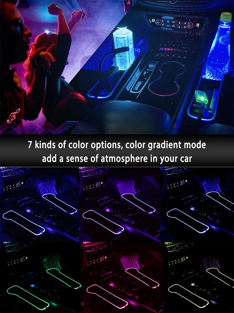 Car Seat Gap Filler Cup Holder 7 Colours Changing LED Car Crevice Storage Organizer Box With 2Usb Charger Car Accessories